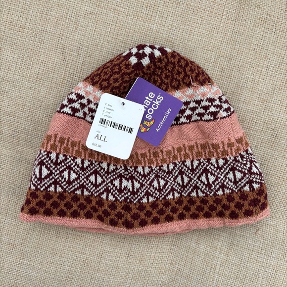 NWT Soulmate Socks Brown/Pink Patterned Beanie - Picture 1 of 3